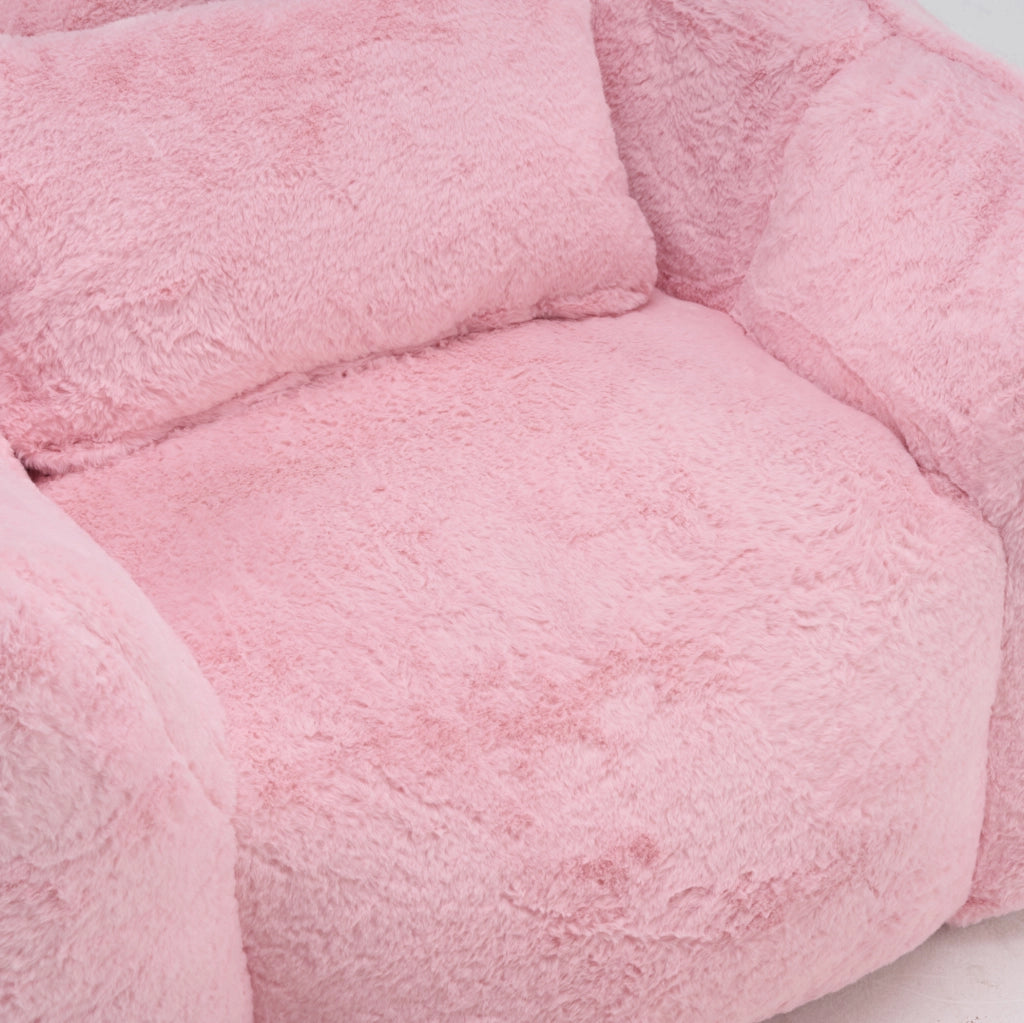 Poltrona sacco in pelliccia sintetica rosa con cuscino HAVRYA