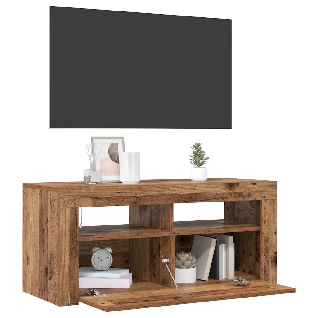 Mobile TV | Armadietto TV | Mobile Porta TV con LED Legno Antico 90x35x40 cm Multistrato