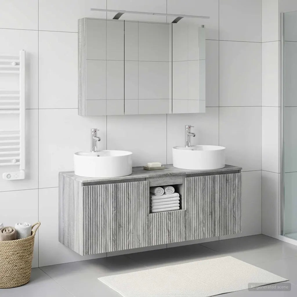 Set di Armadi da Bagno 4 pz Sonoma grigio Legno ingegnerizzato