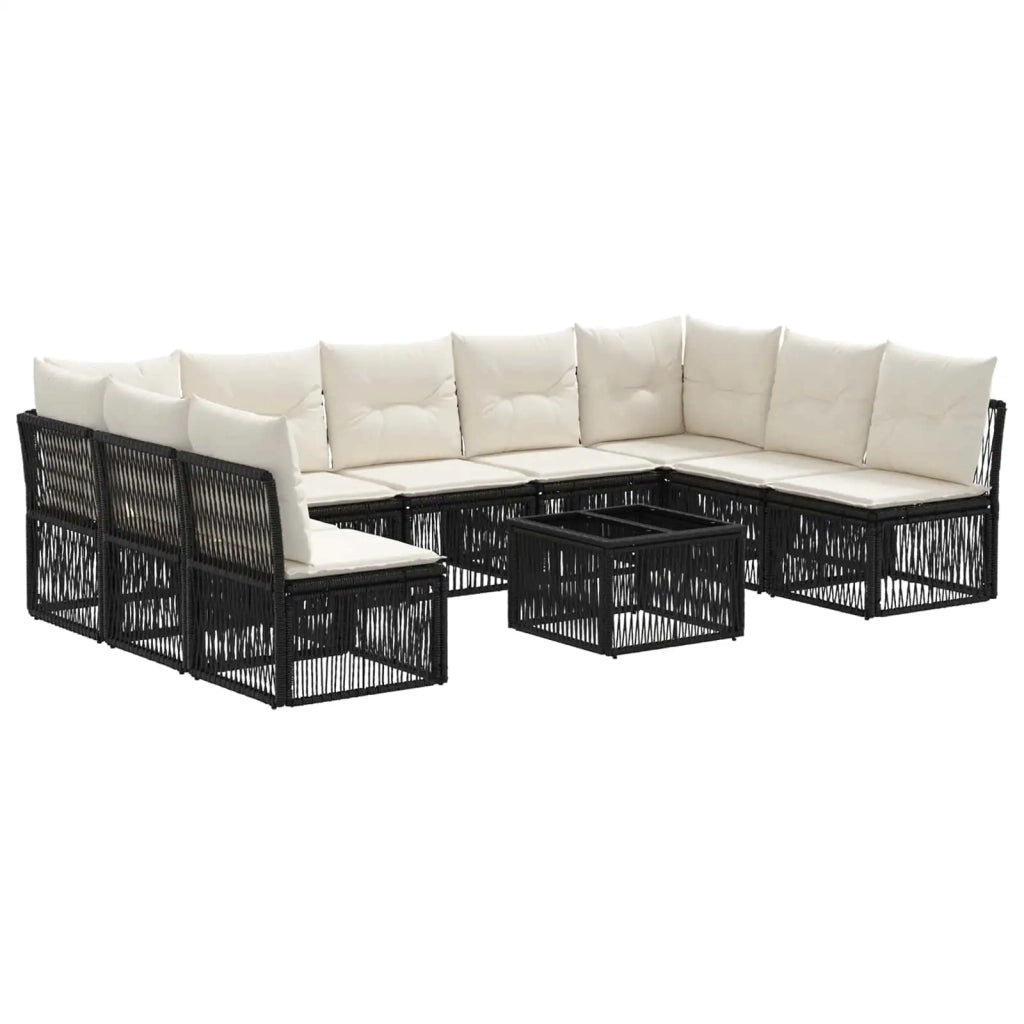 Set Divano da Giardino 10 pz Nero polyrattan 3434323