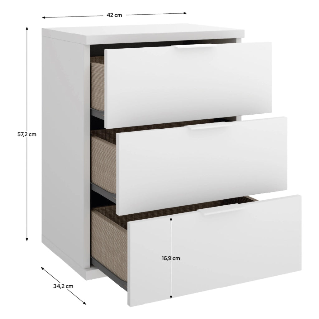 Blythe, Comodino un Ripiano, 34x42x57h cm Bianco