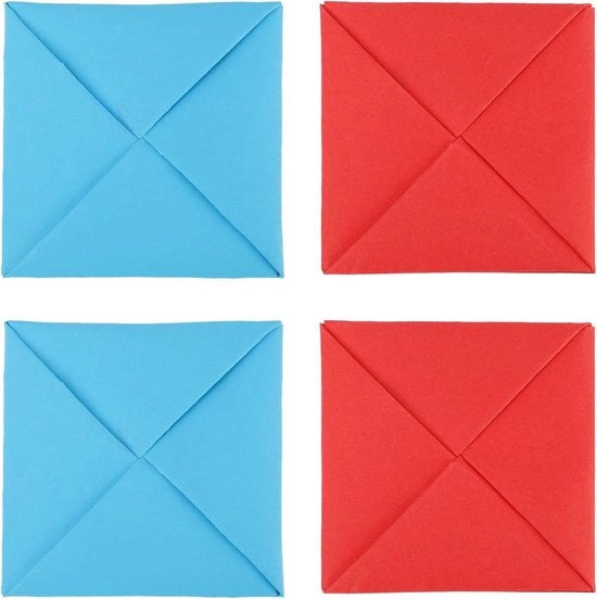 Set di carte da gioco tradizionali coreane in cartone - 4 pezzi - Blu e Rosso - Giochi da tavolo e da società per amici - Incluso gioco da flip in carta rigida