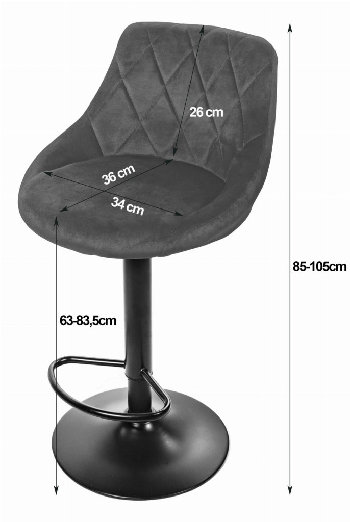 Sgabello girevole VALORA DAKA - Velluto nero con base nera x 2