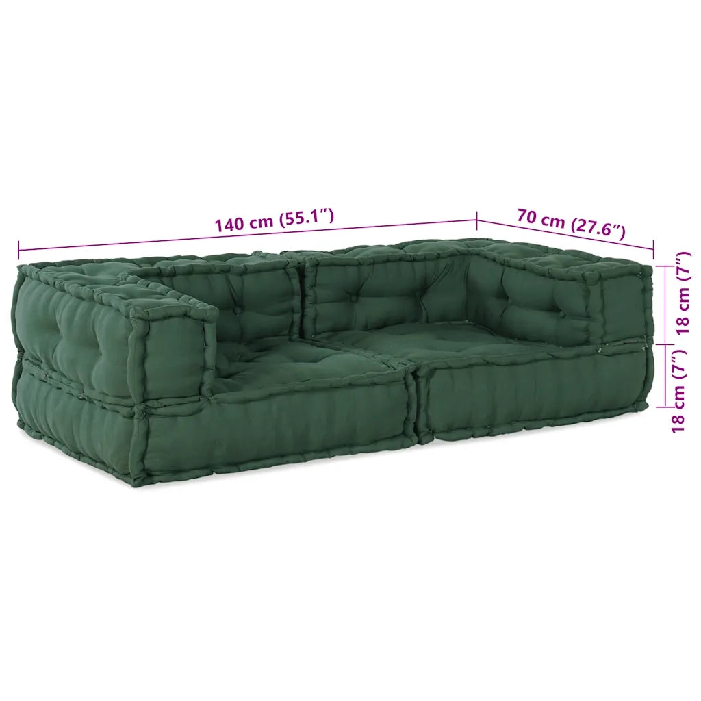 Divano Modulare a 2 Posti Verde 140x70x36 in Tessuto 4019036