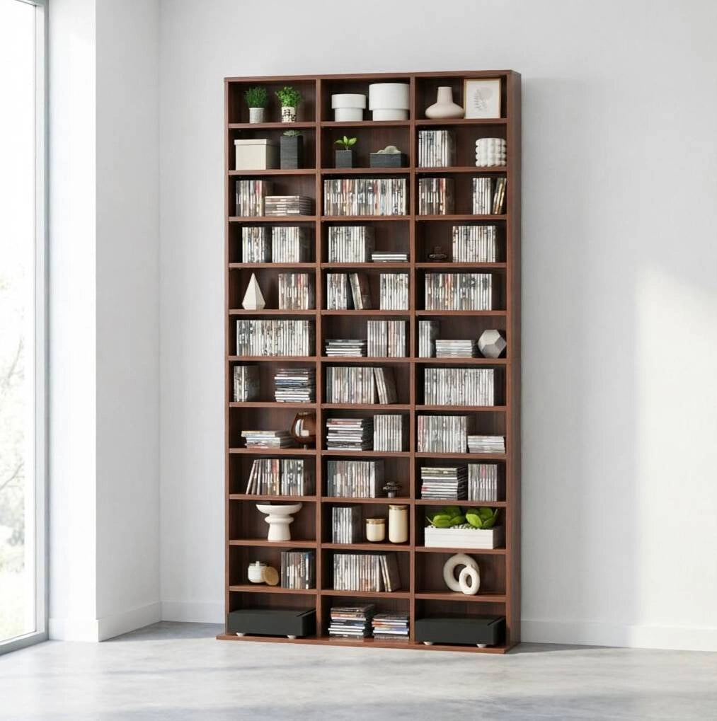 Scaffale Stand Moderno in MDF Marrone 102x23,5x195 cm per Libri, CD e Decorazioni con 36 Ripiani Regolabili