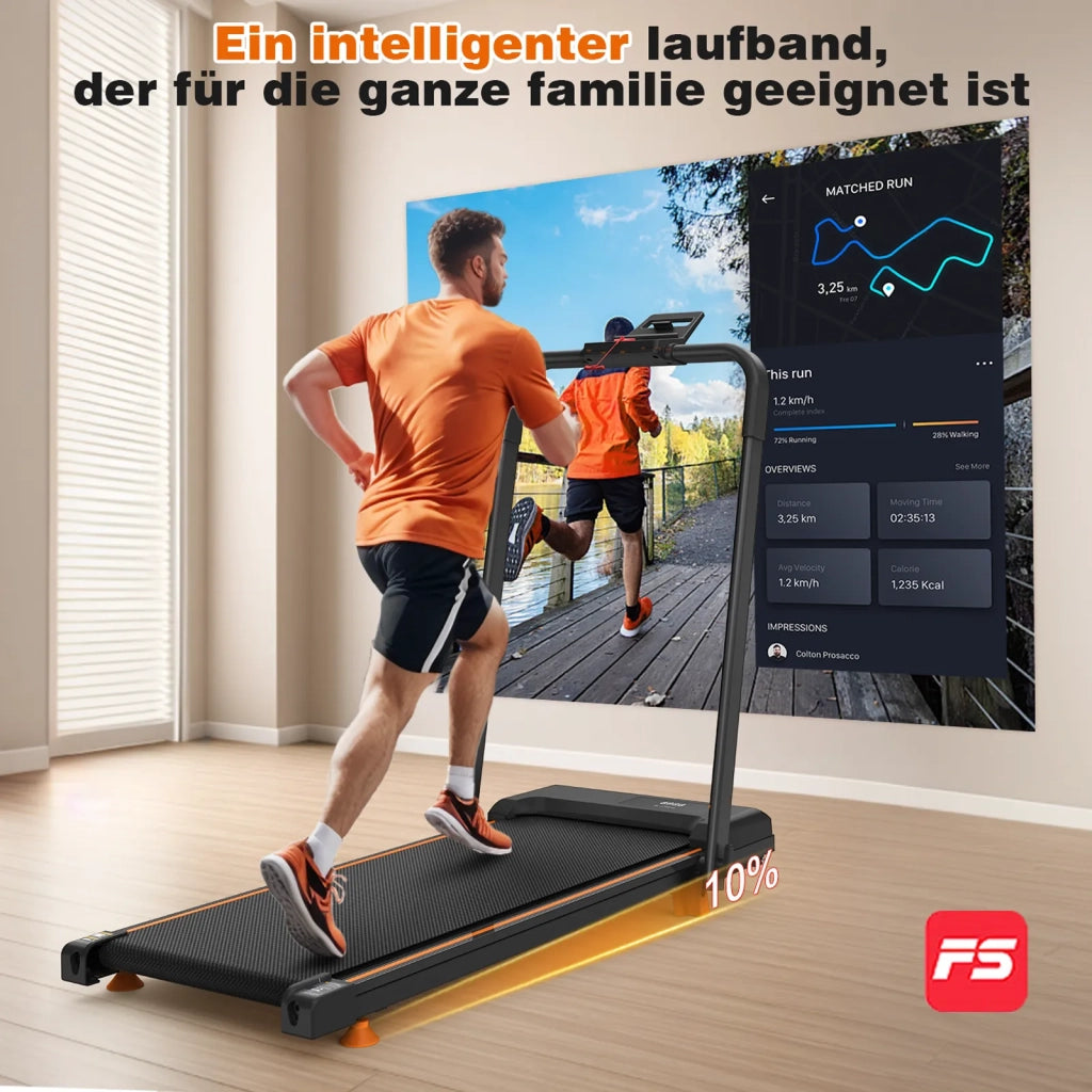 Tapis Roulant da Scrivania Compatto 2-in-1 per Camminare, Correre e Jogging, Portatile con Inclinazione, Capacità 120 kg, con App