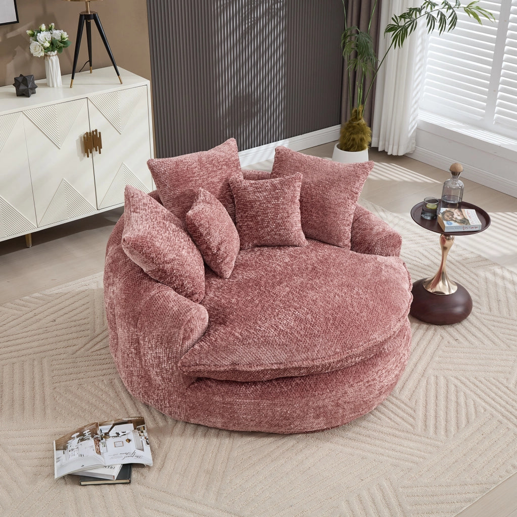 Poltrona lounge ULEVR 190,5x138x63 cm in poliestere rosa con doppio bracciolo e cuscini