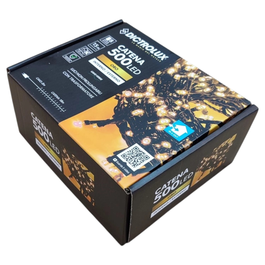 LUCI LED ORO 500 LED 15 MT INTERNO ESTERNO