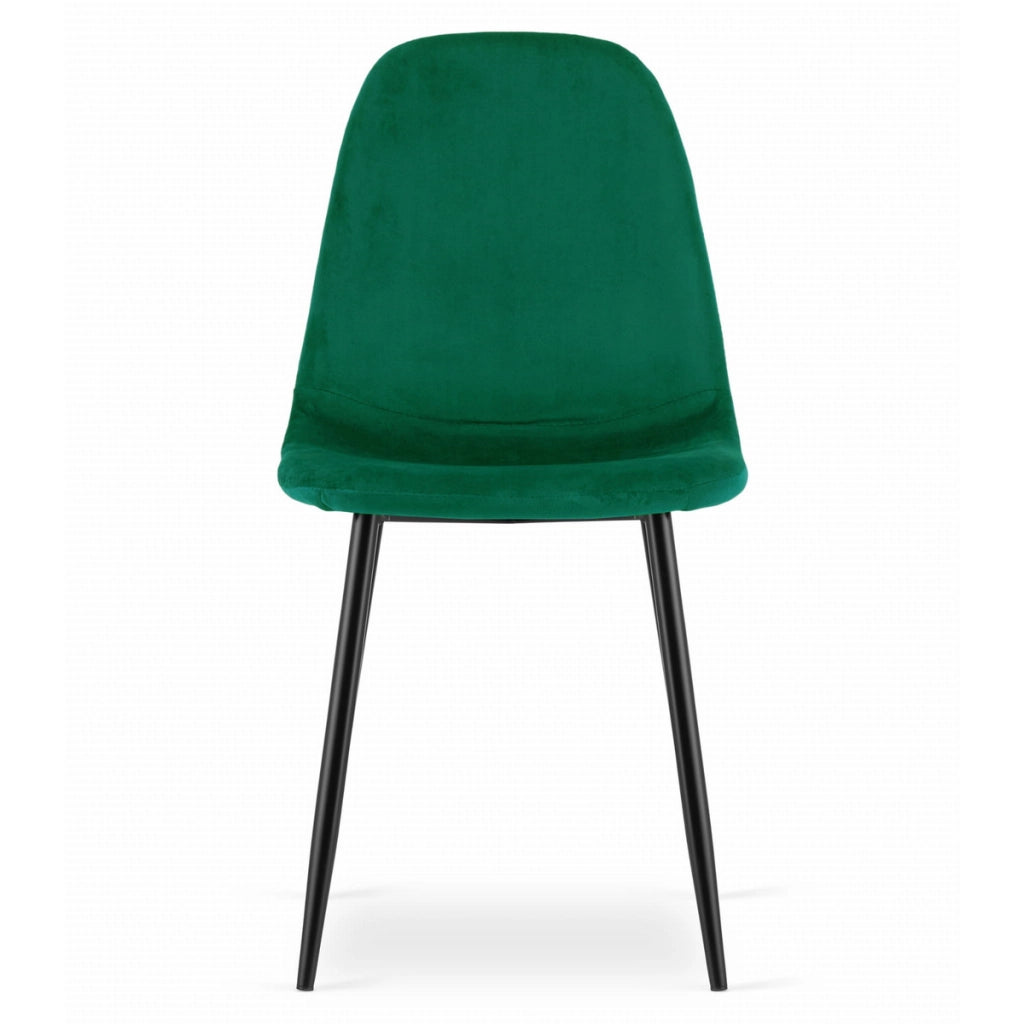 Sedia Como in velluto verde bosco con gambe nere