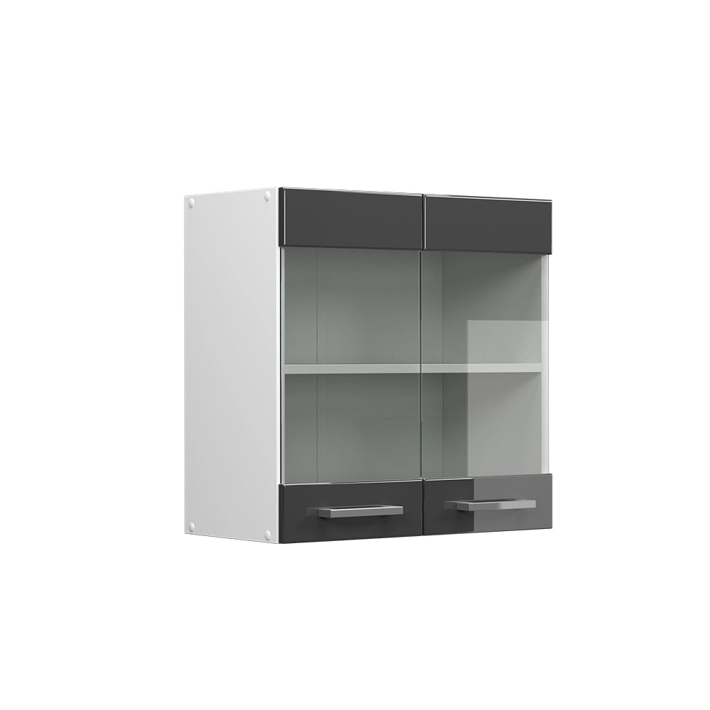 Vicco Pensile universale Antracite lucido 60 cm con ante in vetro