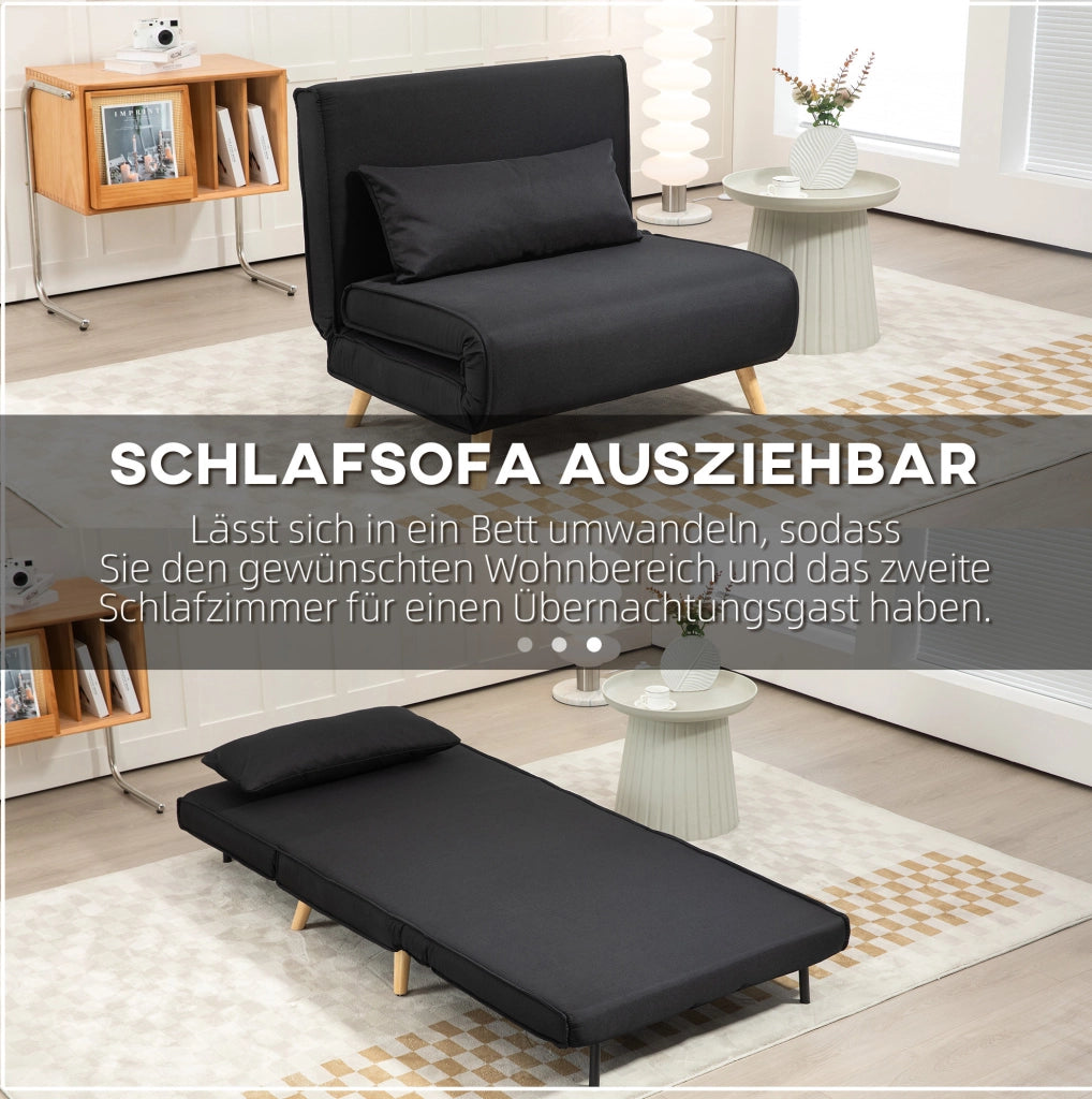 Poltrona letto 2 in 1 nera con schienale regolabile