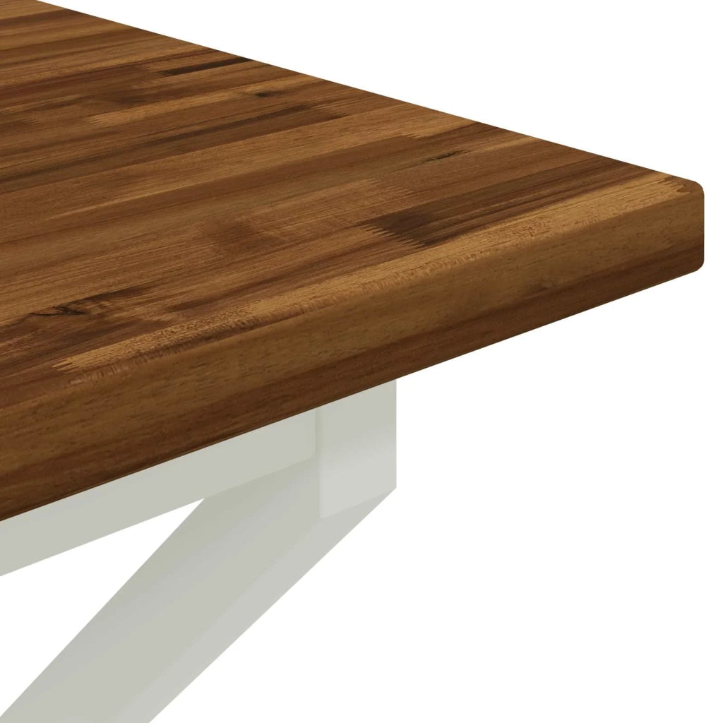80 x 80 x 75 cm Legno di Acacia Massello Naturale e Bianco 938805