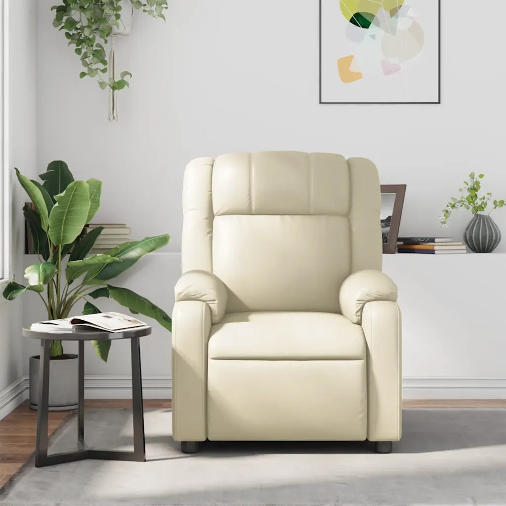 Poltrona da Massaggiante | Sedia Relax Reclinabile Crema Similpelle
