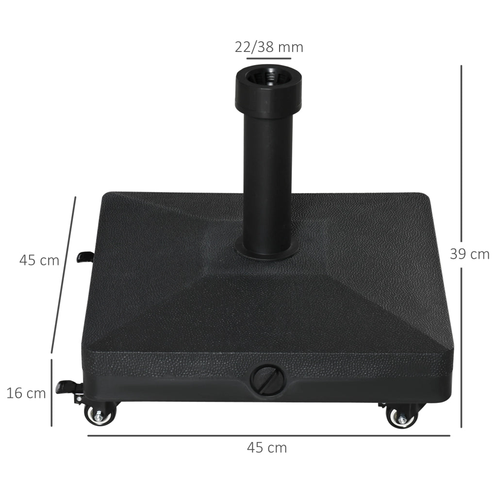 Portaombrelloni in Metallo con Ruote ¨C zephmum ¨C Nero, Quadrato, per Ombrelloni 22-38mm