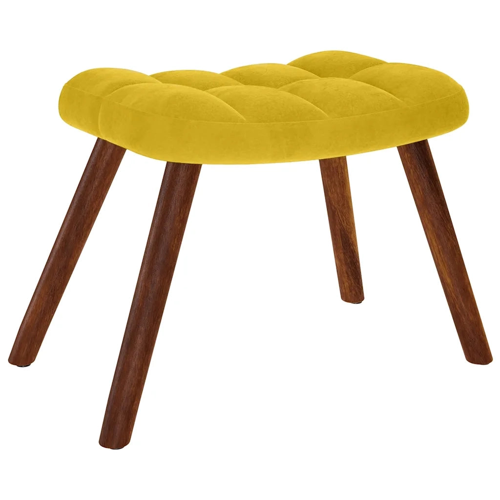 Divano Sedia-Poltrona Relax con Sgabello in Velluto Giallo