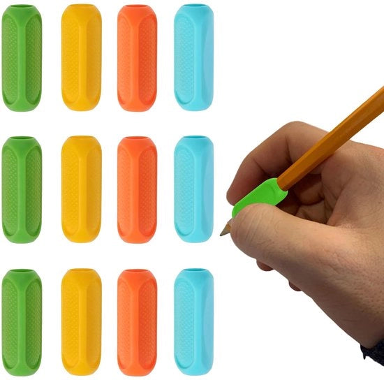 Pen tenaglia con presa in silicone, 12 pezzi, matite per bambini, matite, correttore di matita, buona postura mantenuta, addestramento, matite universali