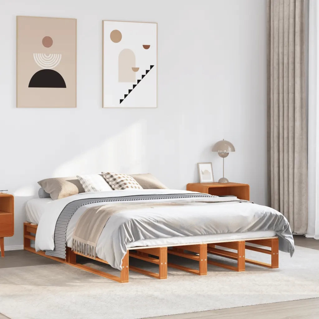 Letto matrimoniale | Letto per adulti | Letto senza Materasso Marrone Cera 120x200 cm in Legno di Pino