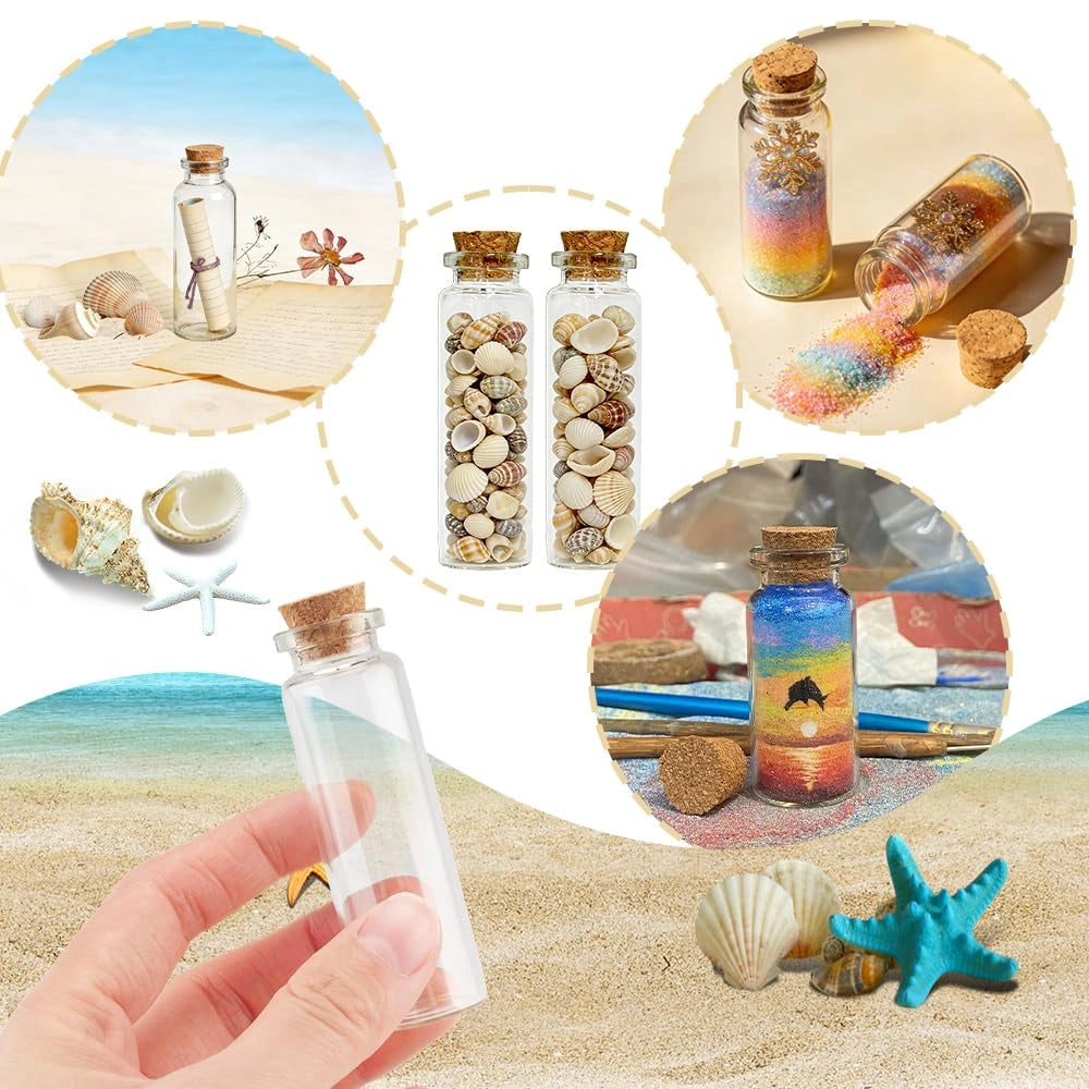40 mini bottiglie di vetro da 17 ml con tappi di sughero, etichette e accessori