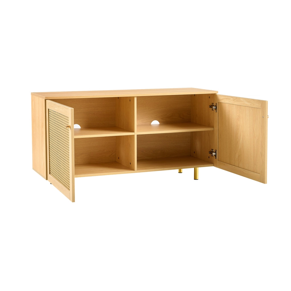 Credenza 2 ante in MDF con rattan intrecciato naturale HAVRYA