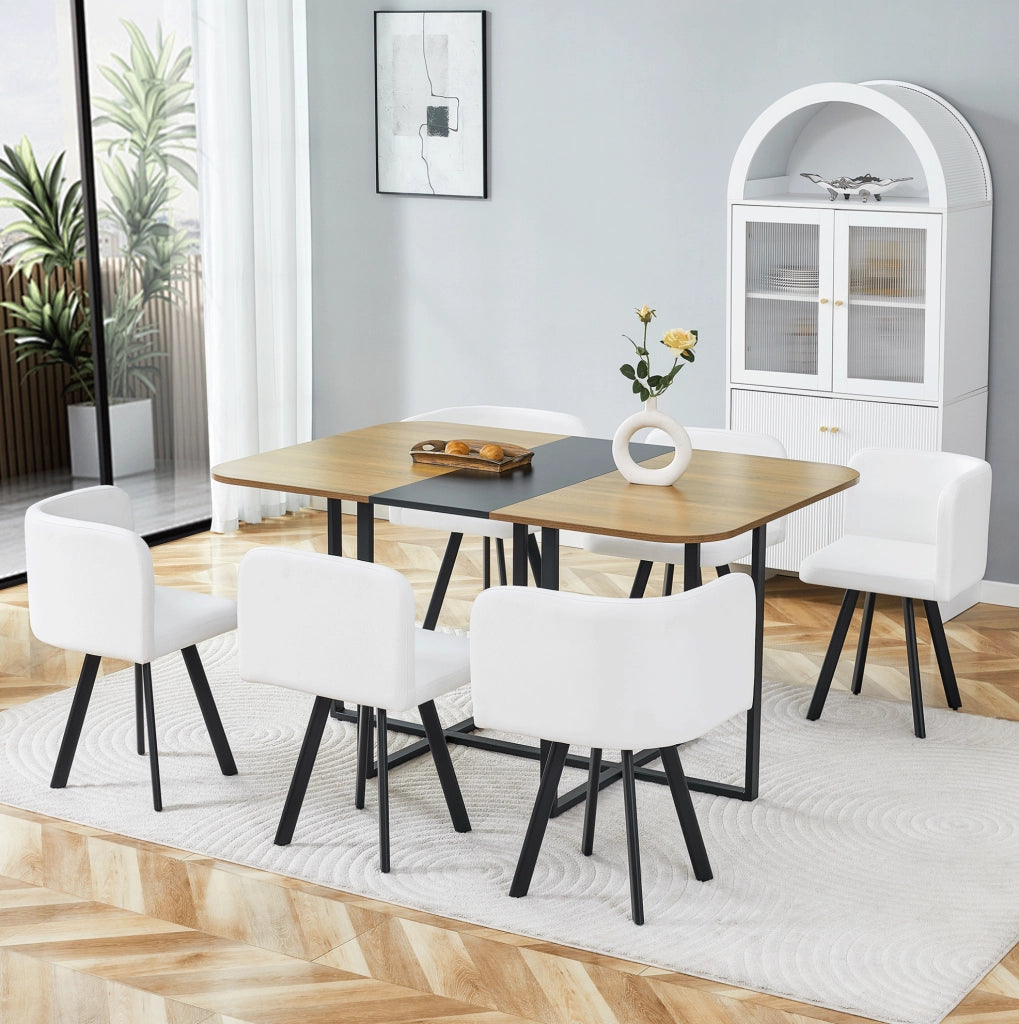 Set tavolo da pranzo per 4-6 persone nero e legno; MDF con sedie salvaspazio