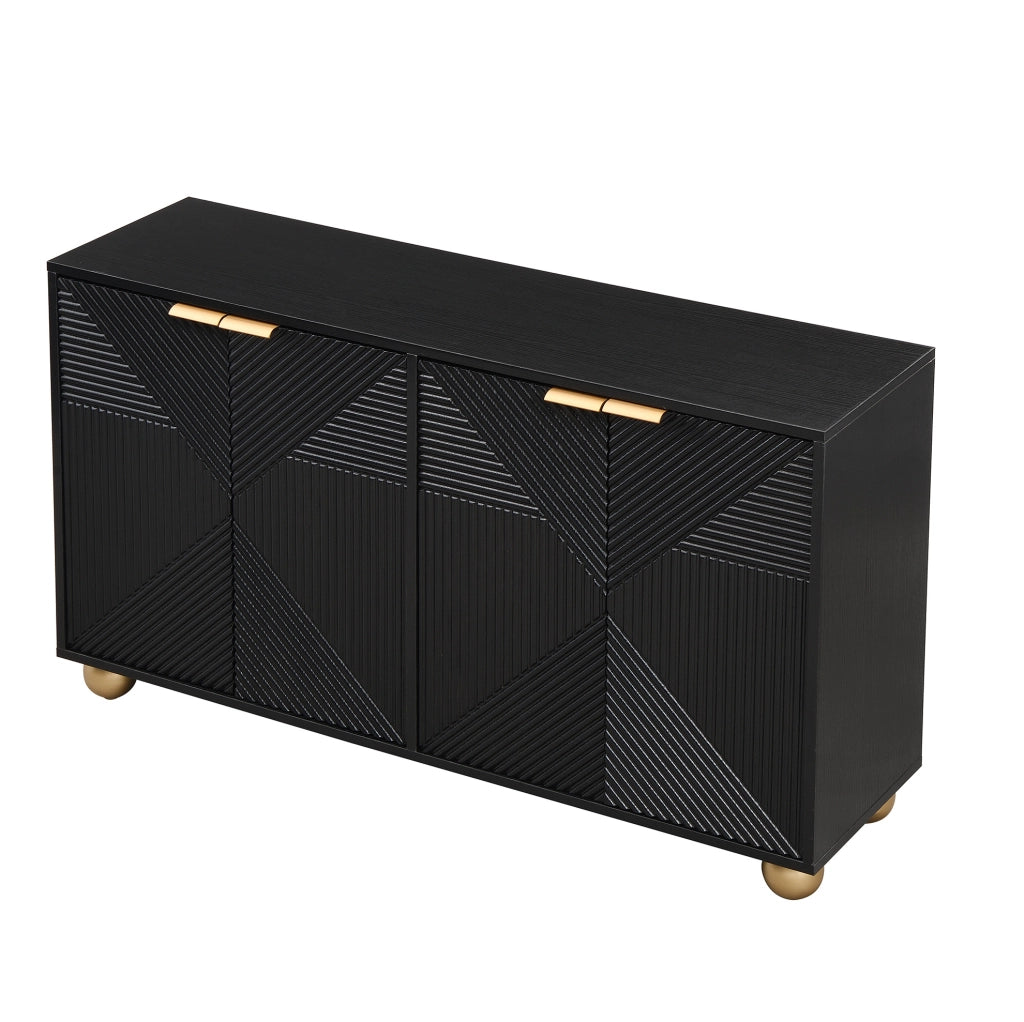 Credenza nera in MDF a 4 ante con ripiani regolabili