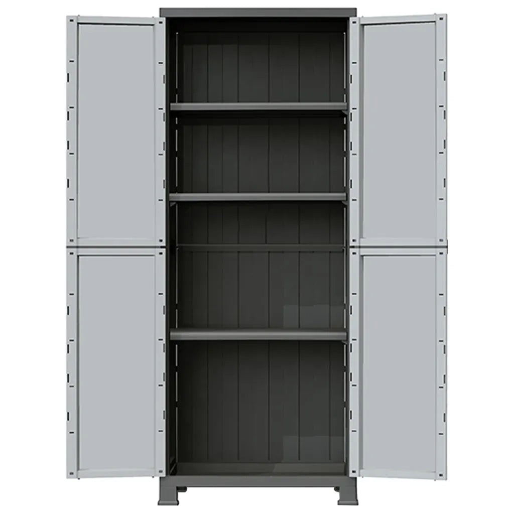 Armadio portaoggetti compatto 68 x 39 x 171 cm con 4 ripiani regolabili design moderno in plastica grigia 02_0046942
