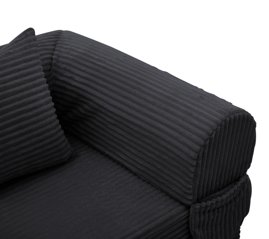 Poltrona letto singola trasformabile 2 in 1 in velluto a coste con cuscino, pratica e salvaspazio