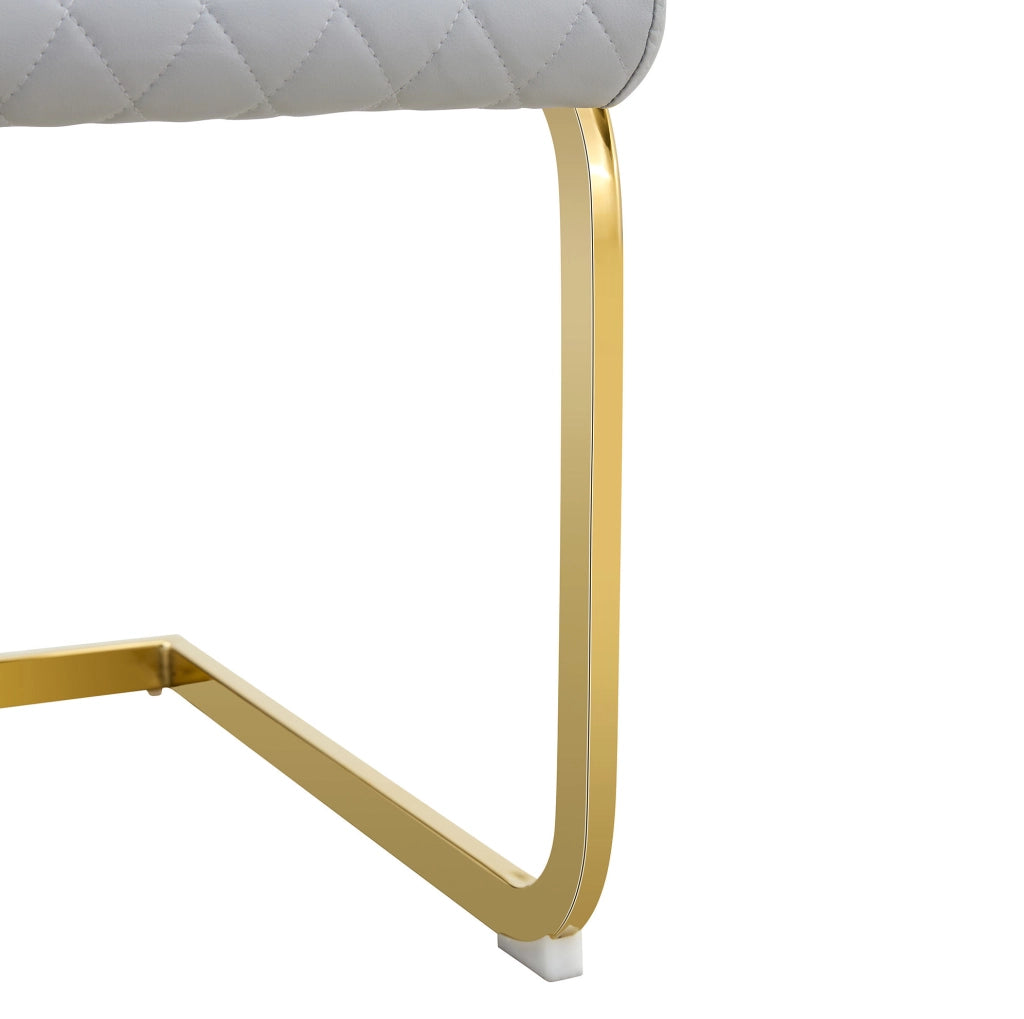 Set 2 sedie da pranzo con schienale alto in PU grigio chiaro e struttura dorata HAVRYA