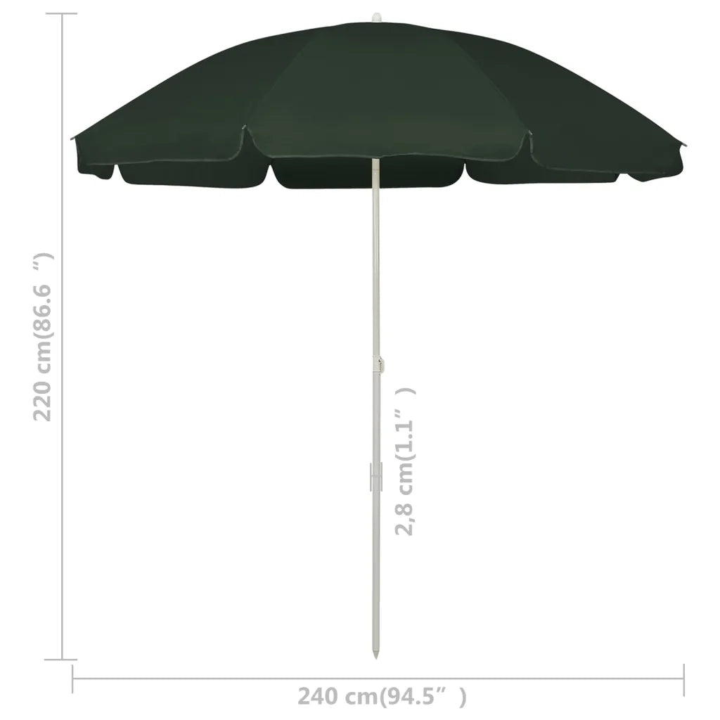 Ombrellone da Spiaggia-Ombrellone da mare Verde 240 cm 578558