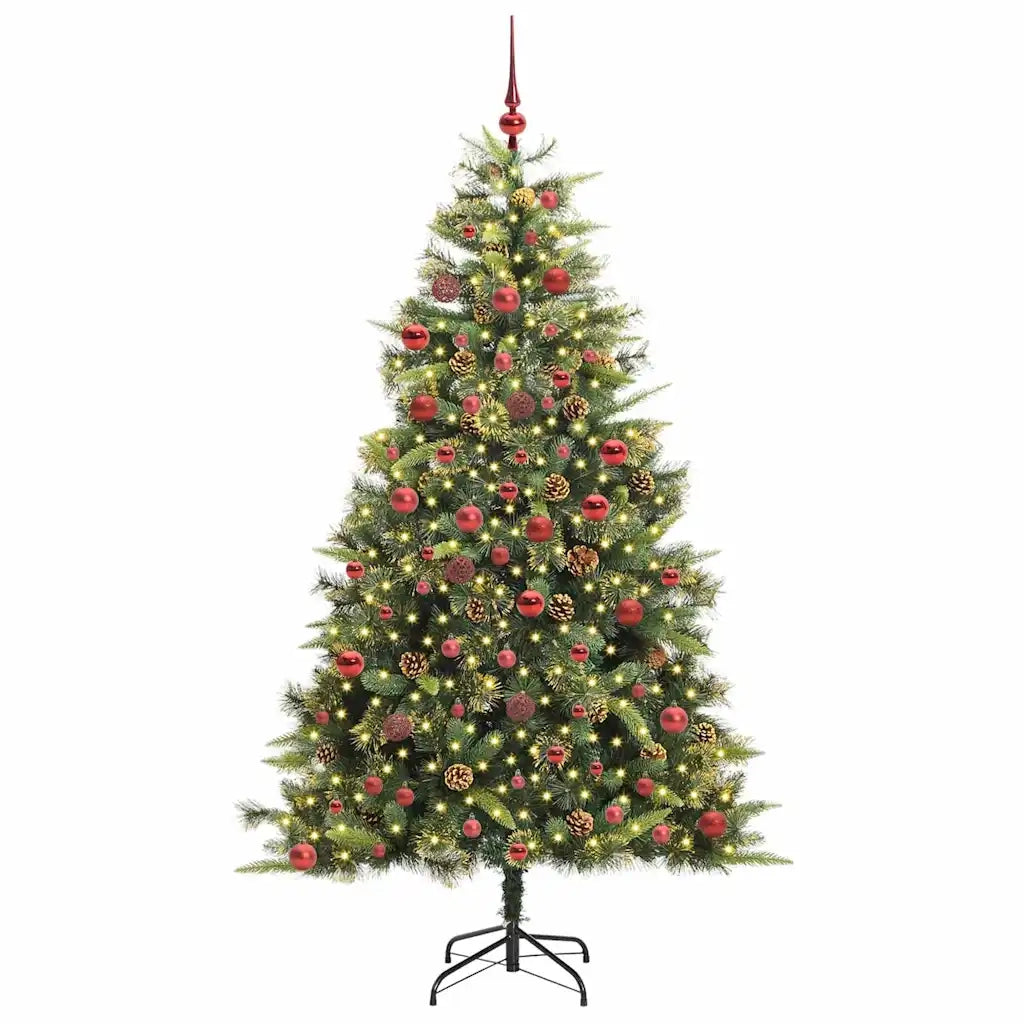 Albero di Natale artificiale pieghevole con coni Verde 180 cm 3395089