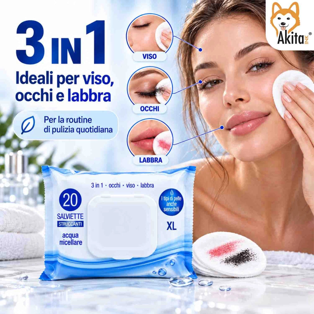 Akitaink 12 Pack Salviettine Struccanti Micellari Pocket 240 Pz