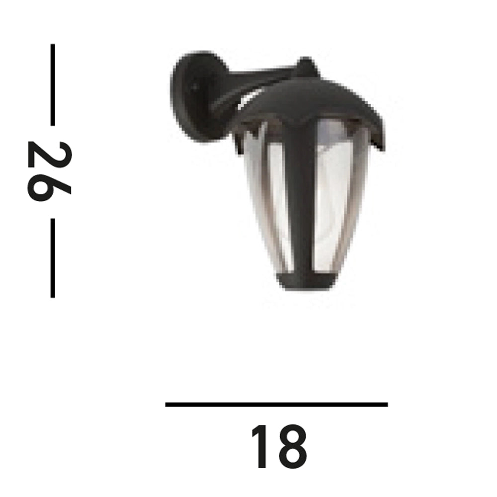 Applique Campanula Alluminio Grigio Policarbonato Trasparente 1 Luce E27