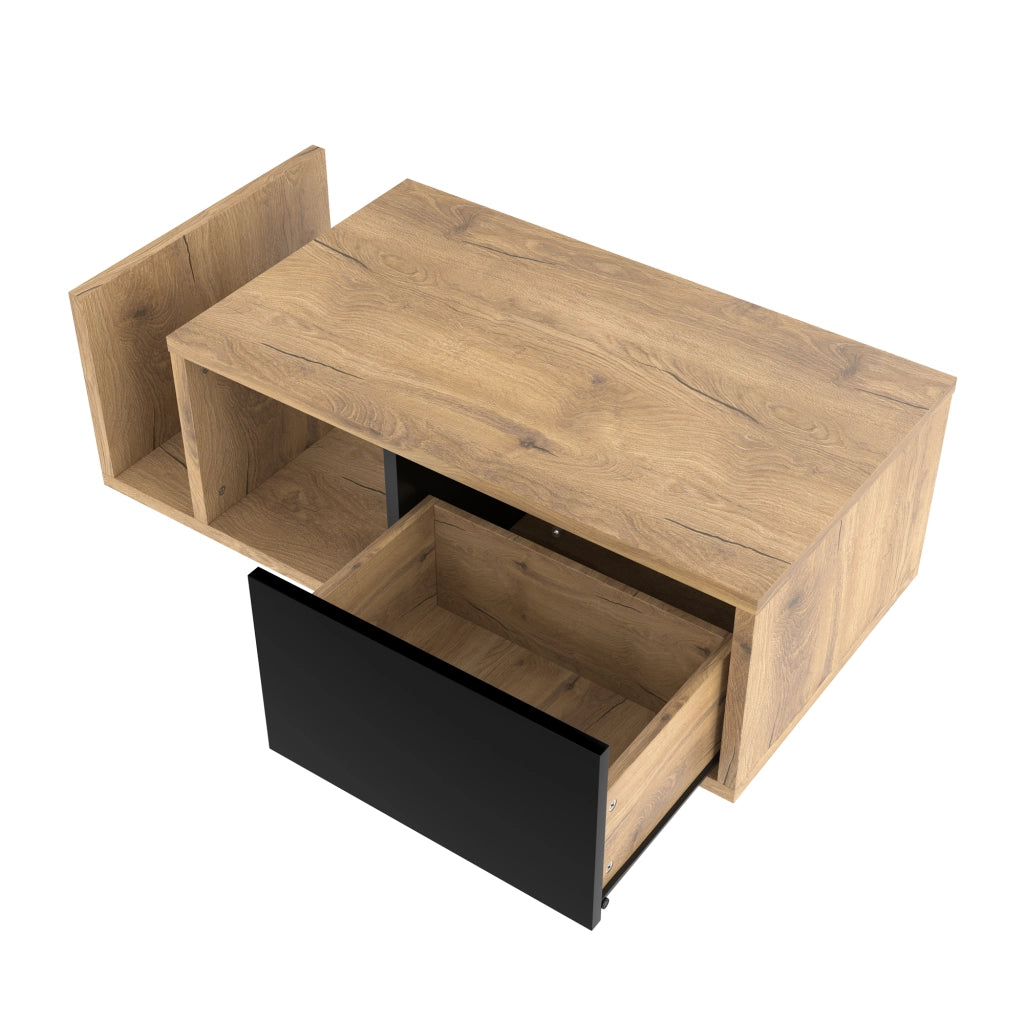 Mobile contenitore multifunzionale con LED in legno ingegnerizzato e metallo naturale 99,5x53x38 cm