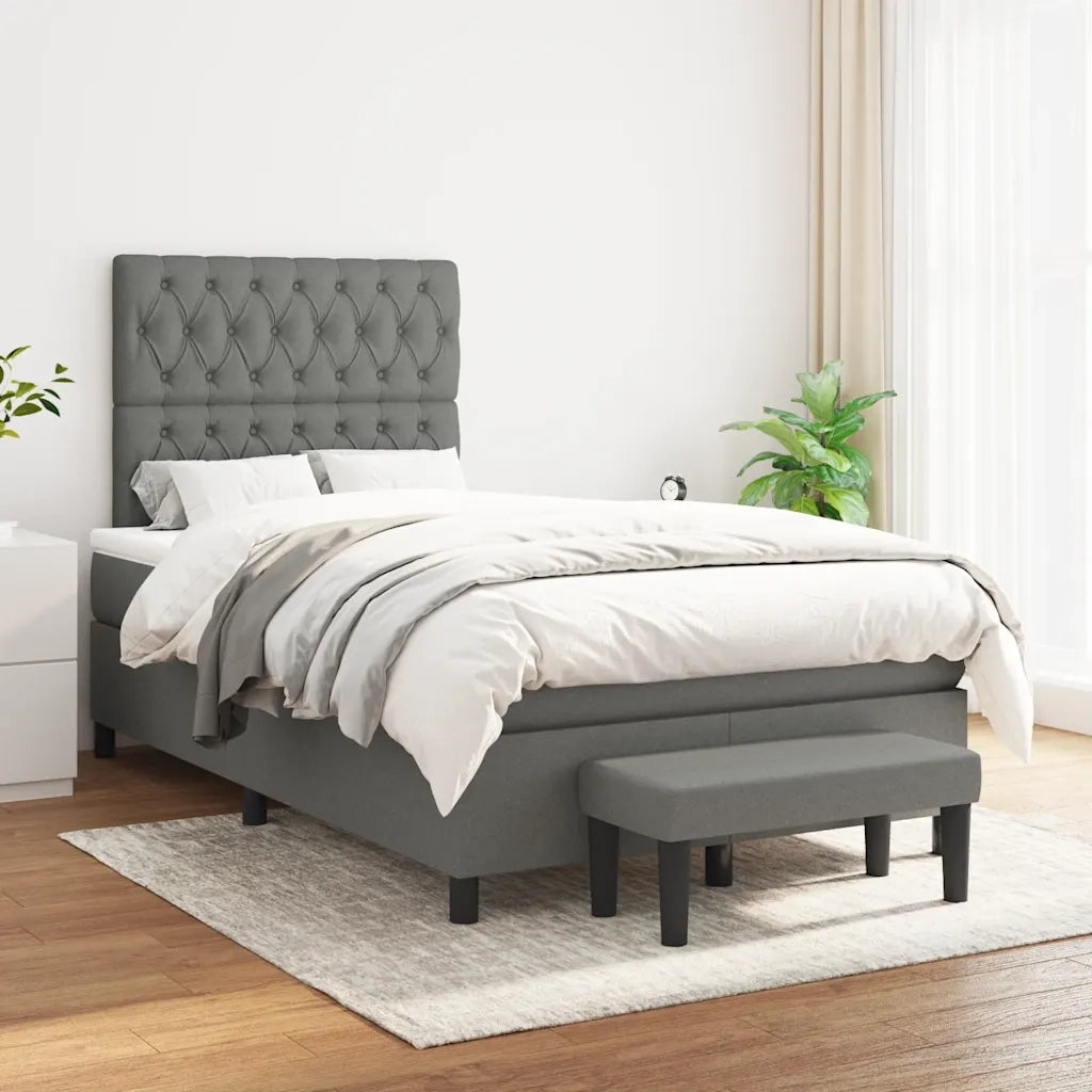 Giroletto a Molle con Materasso Grigio Scuro 120x190cm Tessuto 3270377