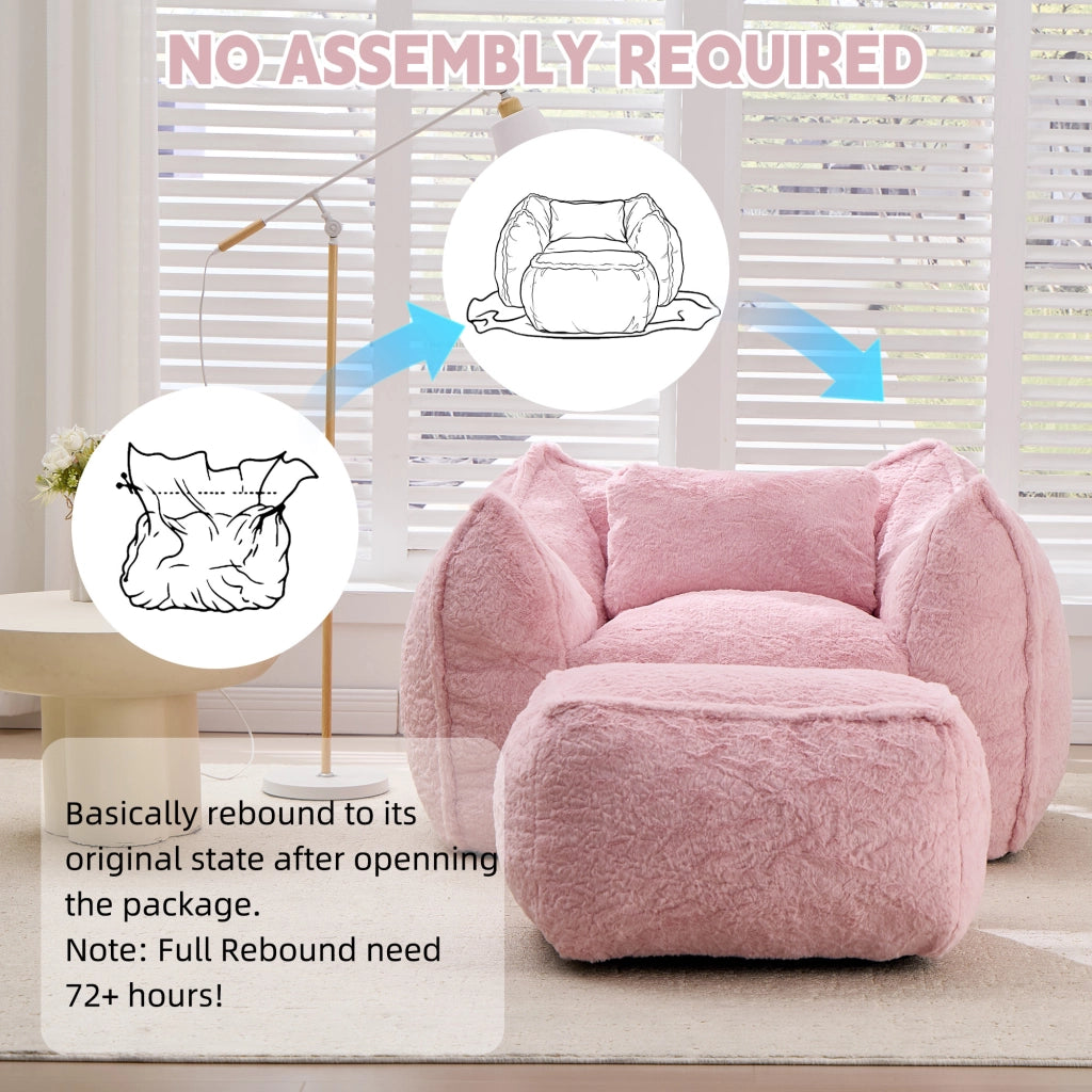 Puff finto pelo con cuscino e pouf ¨C Minimal ¨C rosa