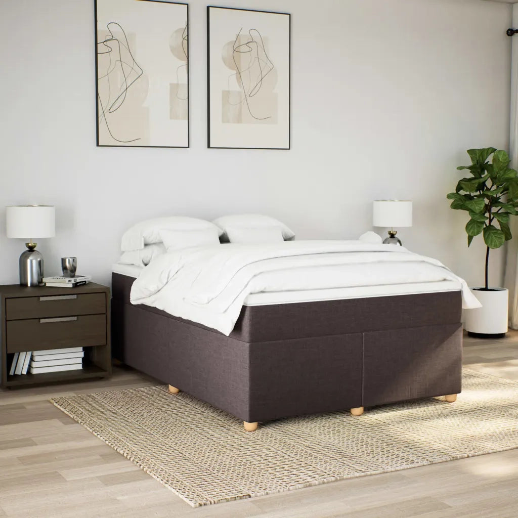 Giroletto a Molle con Materasso Marrone Scuro 140x190cm Tessuto