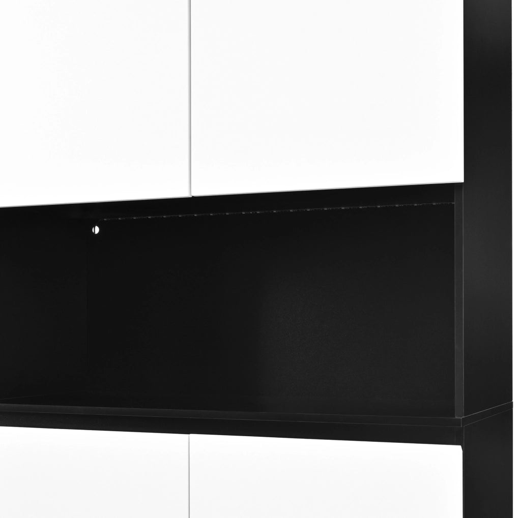 Vetrina alta 120x40x160 cm con LED regolabili in MDF bianco e nero