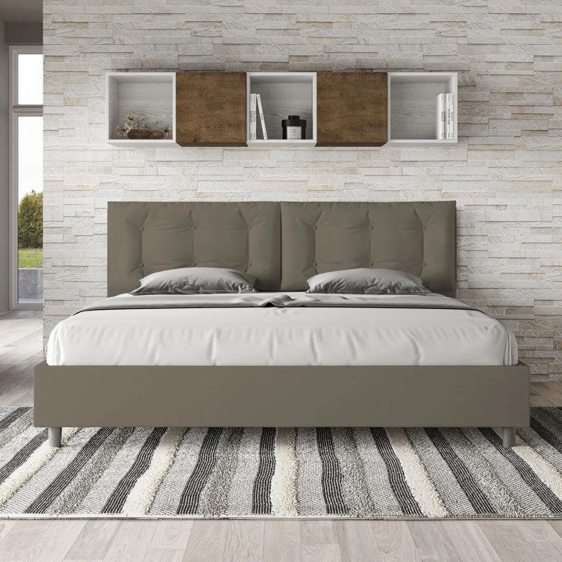 Letto imbottito Matrimoniale 200x200 cm Large - Similpelle,Cappuccino,Contenitore