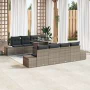 Set Divano da Giardino con cuscino 9 pcs Grigio polyrattan