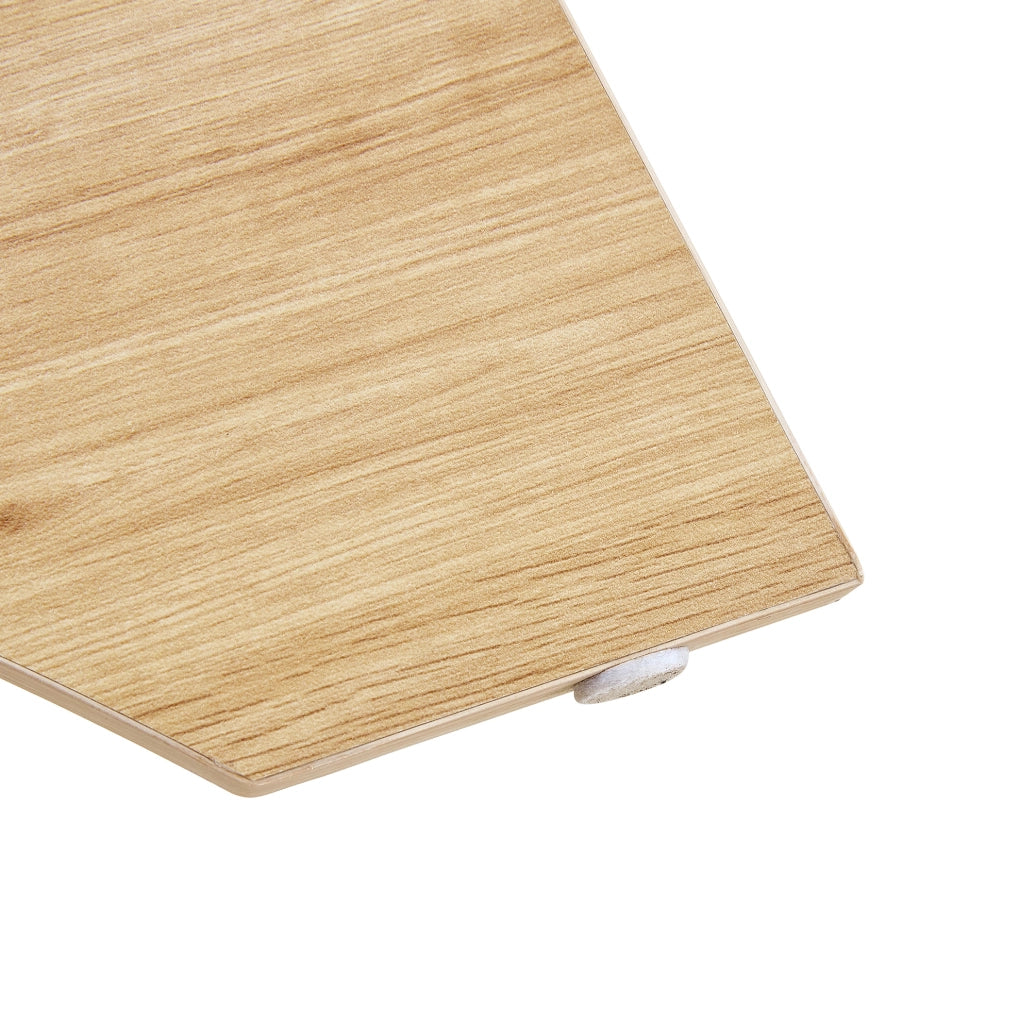 Tavolino da caff¨¨ ovale con ripiano inferiore in vetro temperato e MDF trasparente effetto legno