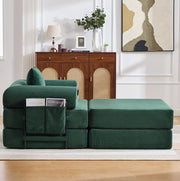 Poltrona in Cord con Poggiapiedi e Struttura Metallica Stabile, Design Ergonomico con Imbottitura Spessa e Tasca Laterale