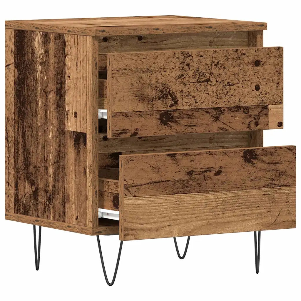 Set di 2 Comodini | Armadio da Notte | Mobiletto da notte Legno vecchio 40 x 35 x 50 cm