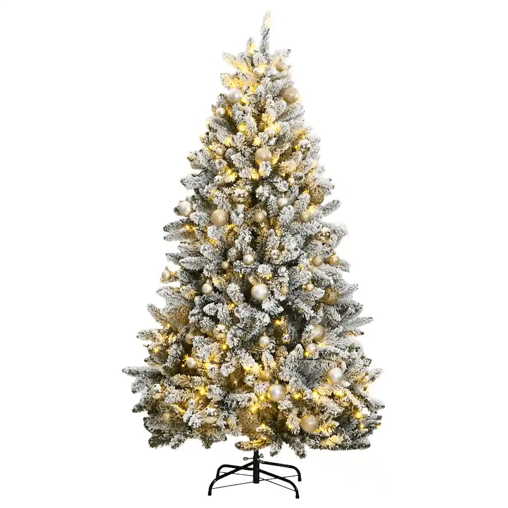 Albero Natale Incernierato con 300 LED e Palline 240 cm 3210158