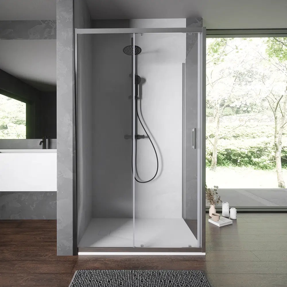 Box doccia 80x125 cm scorrevole profili cromati vetro temperato 6mm trasparente anticalcare h198 | Tahiti