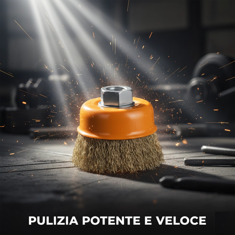 Spazzola a tazza con filo ondulato per elettroutensili *** misura Ø 125 mm, confezione 1