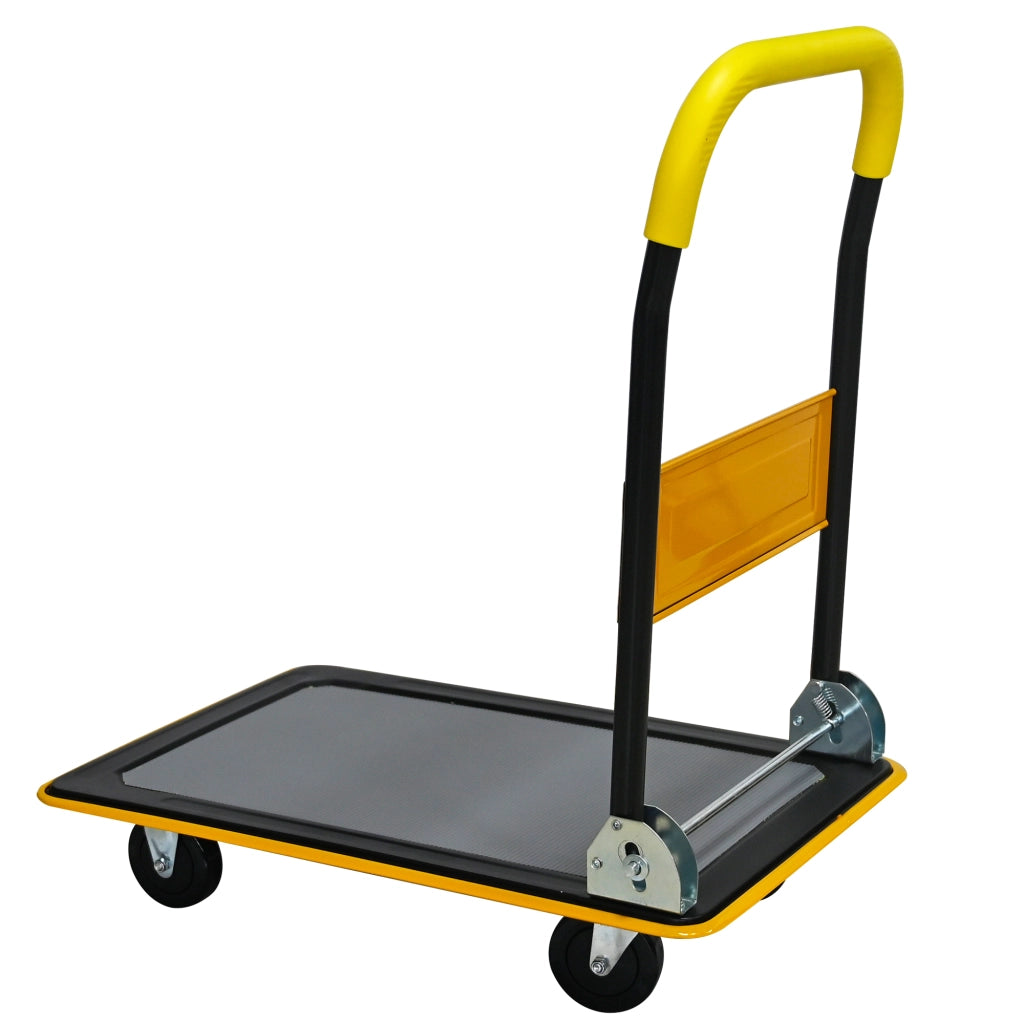 Carrello portapacchi pieghevole in acciaio giallo con ruote in poliuretano girevoli a 360° portata 150 kg