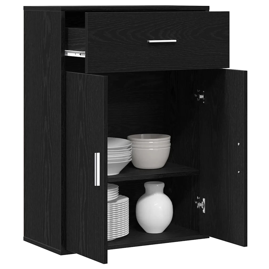 Credenza-Buffet-Armadio da cucina Rovere Nero 60 x 30 x 84 cm Legno multistrato