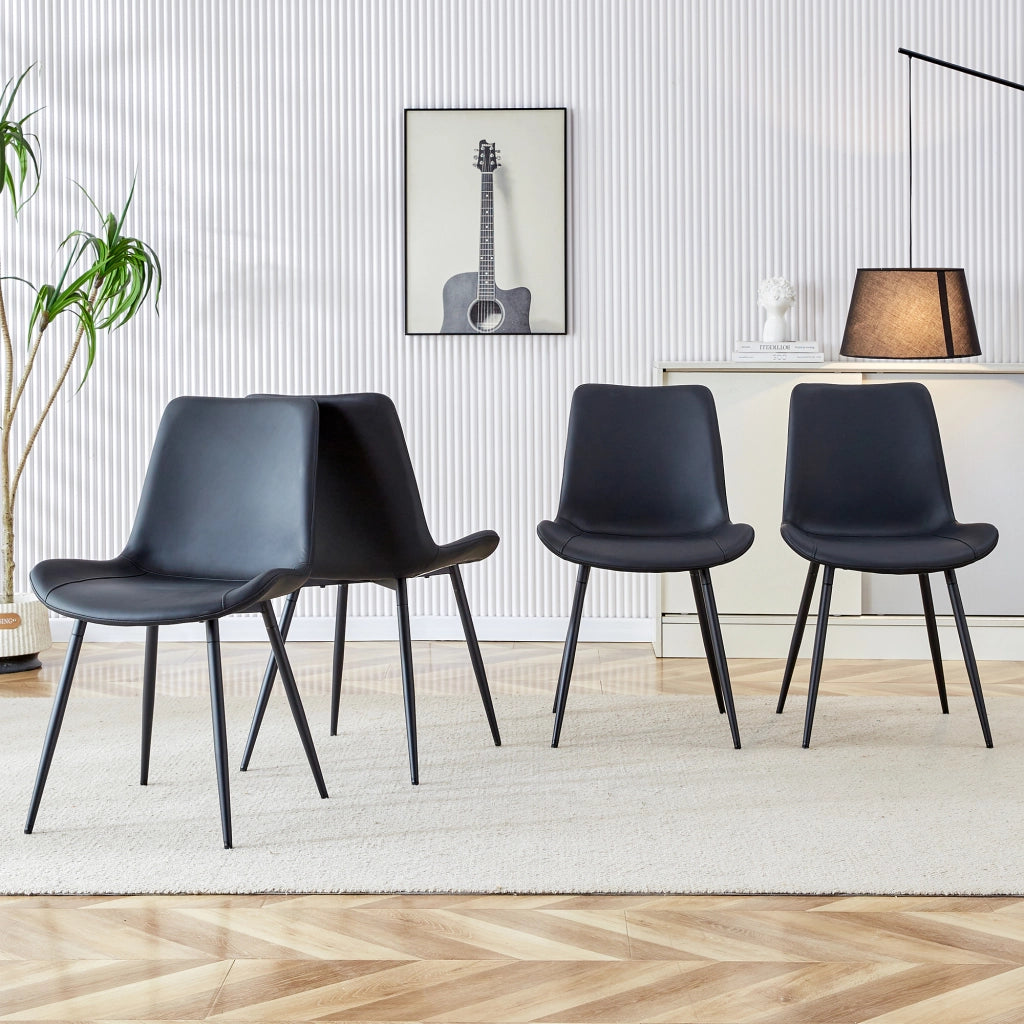 Set 4 Sedie da Pranzo Moderne ¨C Xylo ¨C Nero, Similpelle, Gambe in Metallo