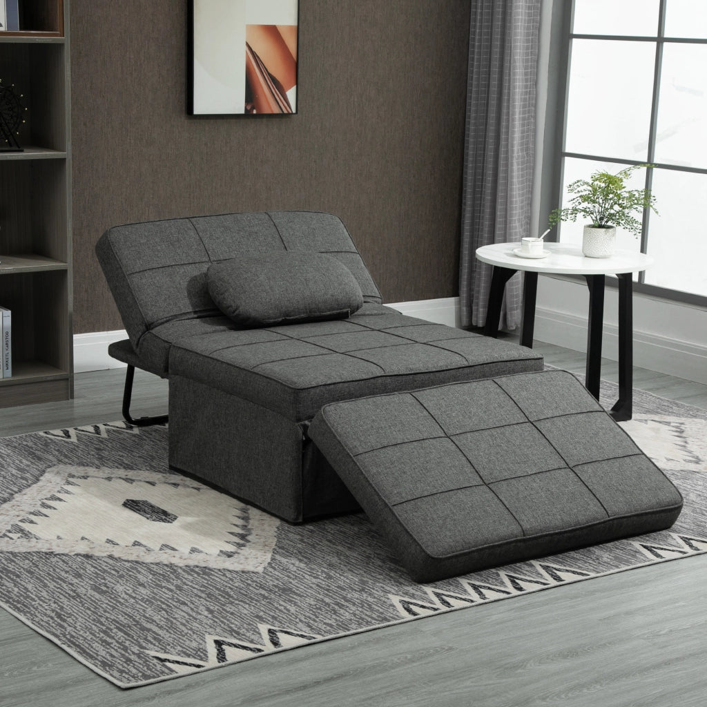 Poltrona letto convertibile con pouf ¨C Minimal ¨C Grigio, tessuto, inclinabile