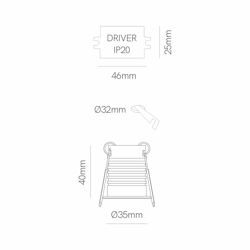 Nano Pulsar Sq Recessed - Faretto da incasso per interni 3.5W Fascio 30° Nero Opaco Punto luce piccolo 35mm 2700K - Beneito & Faure
